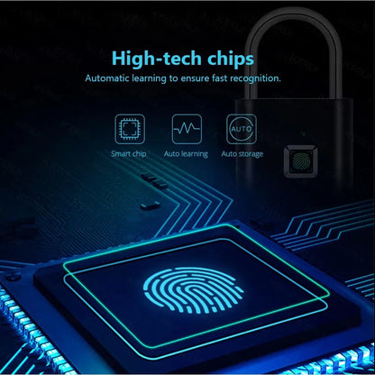 HEE RAK Keyless USB Charging Fingerprint Lock Smart Padlock Waterproof Door Lock 0.2sec Unlock Portable Anti-theft Padlock Zinc